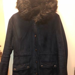 Navy Blue Suede Coat